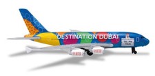 Emirates Airlines - Destination Dubai Airbus A380 Spielzeugflugzeug 15cm RT9906