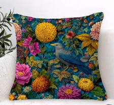 Kissen Bezug 45 cm floral Vogel Garten Deko Landhaus Bauernhaus tropical Tropen