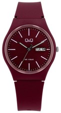Q&Q by Citizen Uhr Silikon Armband Sport Wasserdicht Bordeaux 10 Bar Tag Datum