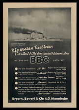 Grosse Werbung 1938 BBC Brown Boveri Mannheim Linienschiff Kaiserin Reichsmarine