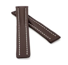 Leder Uhrenarmband dunkelbraun 24/20 mm kompatibel mit Breitling Faltschließe
