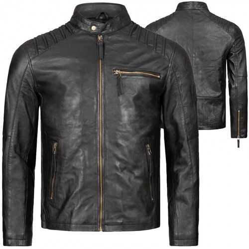 Leder jacke herren schwarz - herren,