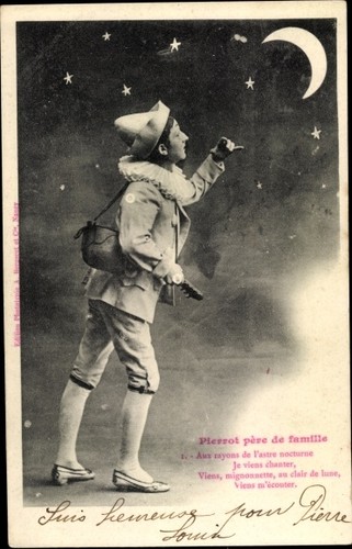 Pierrot pere famille - ak,
