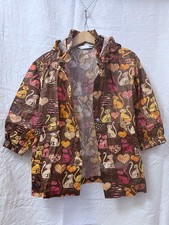 niedliche Regenjacke mit Katzen und Herzen 98 H&M braun abknöpfbare Kapuze