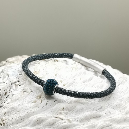 Rochenleder armband rauchblau - rochenleder,
