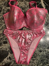 Lace Bikini Pink glänzend Gr