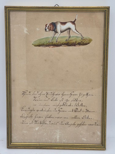 Antikes aquarell jagdhund mit - jagdhund,