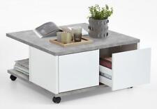 TWIN 1 Couchtisch auf Rollen von FMD Beton / Weiss Edelglanz by Wohnorama i