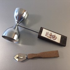 Vintage Barmaß Holz Edelstahl