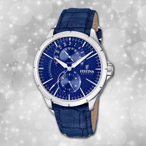 Armbanduhr leder blau f16573 - armbanduhr, f16573/7