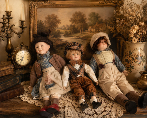 Vintage porzellanpuppen set - 3,