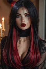 Hitzebeständige elegante lange schwarze Perücke für Damen - Synthetisches Haar,