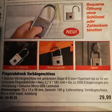 Trend Geek Bügel- Vorhängeschloss 45mm USB Fingerabdruck Schloss Sensor  TG-131 