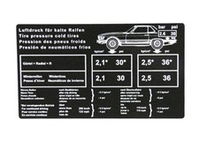 Aufkleber Hinweis Reifendruck Mercedes R107 280SL 300SL 450SL 500SL Tankklappe