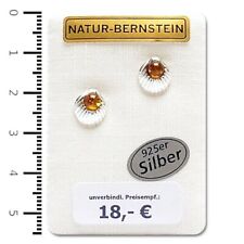 Natur Bernstein Ohrringe Ohrstecker cognac Muschel modern 90230