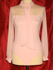 Damen langarm Body rosa Mesh M