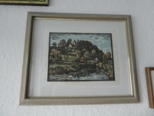 Holzschnitt von Richard Huber Dachau Mehrfarbendruck signiert