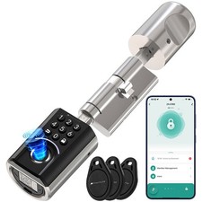 VisorTech Elektronischer Tür-Schließzylinder, App, RFID, Fingerscan, PIN, IP55
