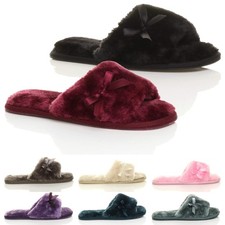 Damen flach flauschig pelz - damen,