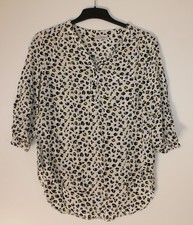 3/4 Arm Bluse mit Knopfleiste weiß Leo Animal Print Gr.42 44 von C&A
