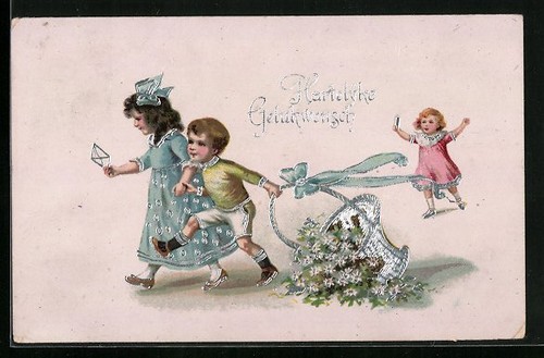 Kinder mit großem blumenkorb - kinder,