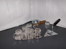 Schnapskelle mit Klingel + 6 Gläser + Flaschenöffnerkelle