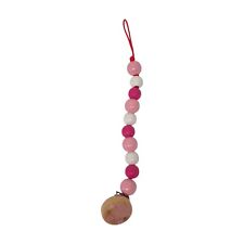 Schnullerkette Holz rosa Baby Schnullerhalter mit Perlen sehr guter Zustand