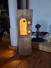 Windlicht Laterne  Altholz 56 cm Eiche Holzbalken Skulptur Unikat Säule Handmade