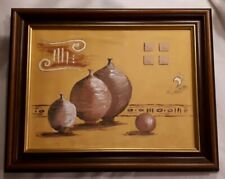 Acryl WandBild modern Leinwand Malerei  UNIKAT 40 x 50 cm beige braun Holzrahmen