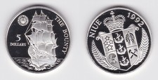 5 Dollar Silber Münze Niue 1992 Segelschiff Bounty (157098)