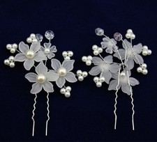 2 Haarnadeln Blumen Perlen