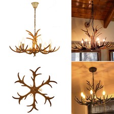 6 Flammig Deckenlampen Hirschgeweih Kronleuchter Harz Pendelleuchte Geweihlampe