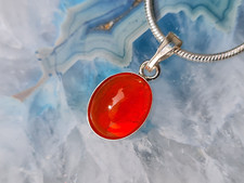 Geschenkset: Mexikanischer Feueropal Anhänger plus Silberkette   (F03)