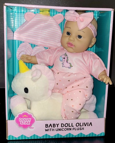 Baby puppe mit stofftier - baby,