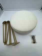 IBUYKE Samt Hocker Cremeweiß Fußhocker Ottoman mit Stauraum goldene Metallbeine