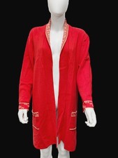 STYLISCHER STRICKMANTEL GR. 42/44 ROT MIT LOGOSCHRIFTZUG   # SCHMUCKJAGD