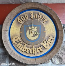 Einbecker Bierwerbung,seltene Uhr in Fassbodenform