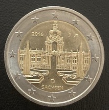 2 Euro Deutschland Gedenkmünze 2016 SACHSEN Zirkuliert. Sehr Gut Erhalten