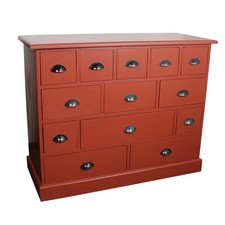 Kommode mit Schubladen bordeaux Schubladenkommode Landhaus Apothekerschrank rot