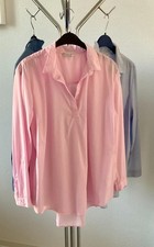Trio Blusenshirts Marie Lund Gr. 46 in rosa, mittel- u hellblau, figurumspielend