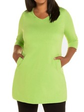 Big-Size Baumwolle 3/4-Arm Shirt Tunika Ulla Popken lime Gr. 58/60 UP14
