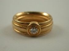 ungewöhnlischer Bandring mit Brillant Gold 900 sehr schwer Goldschmiedearbeit