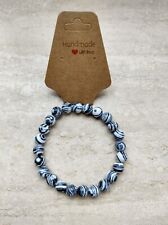 Naturstein Armband, schwarz weiß, 8mm Natursteinperlen, elastisch, handgemacht