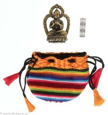 Talisman Set Vairocana Buddhafigur mit Statue + Beutel + Mantrarolle - Nepal