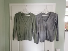 2 Cardigans/Strickjacken, Hellgrün + Grau, Mädchen, Vertbaudet, Gr. 158