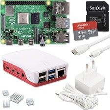 Raspberry Pi 4 Set | Netzteil | Gehäuse | 64GB SanDisk Edition | Kühlkörper