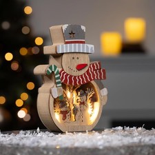 LED Holzdeko Schneemann &