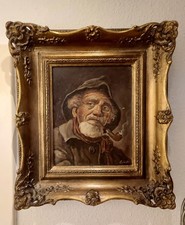 Ölgemälde " Friese mit Südwester"  DACHBODENFUND mit schönem alten Rahmen