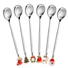 Weihnachtslöffel 6 teiliges Edelstahl Löffel Kochset mit Weihnachtsanhänger