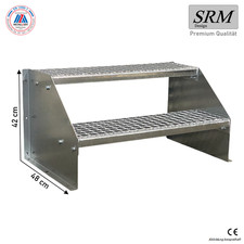 Standtreppe freistehend Treppe 2 Stufen verzinkt, 60 - 160 cm Breite, 42 cm Höhe